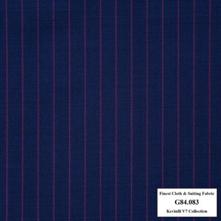 G84.083 Kevinlli V7 - Vải Suit 80% Wool - Xanh tím họa tiết sọc